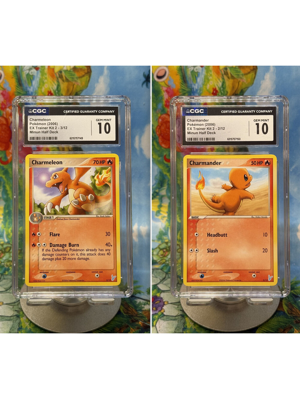 Charmander & Charmeleon EX Trainer Kit 2 2006 CGC 10 Pair